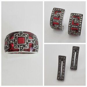 MARCASITE JEWELLERY -BUNDLE! - 1 RING & 2 PAIRS OF EARRINGS!
